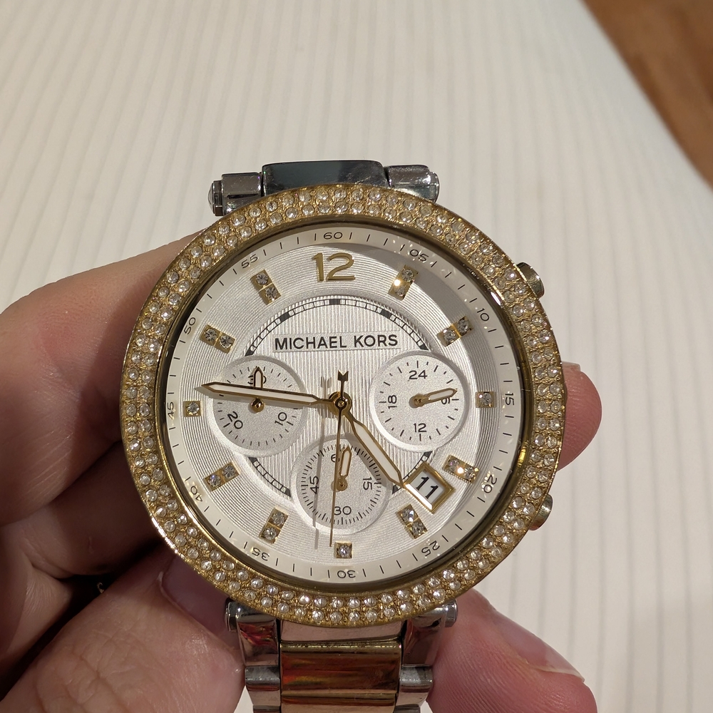 Michael Kors Gold and Silver Crystal-Embellished Watch